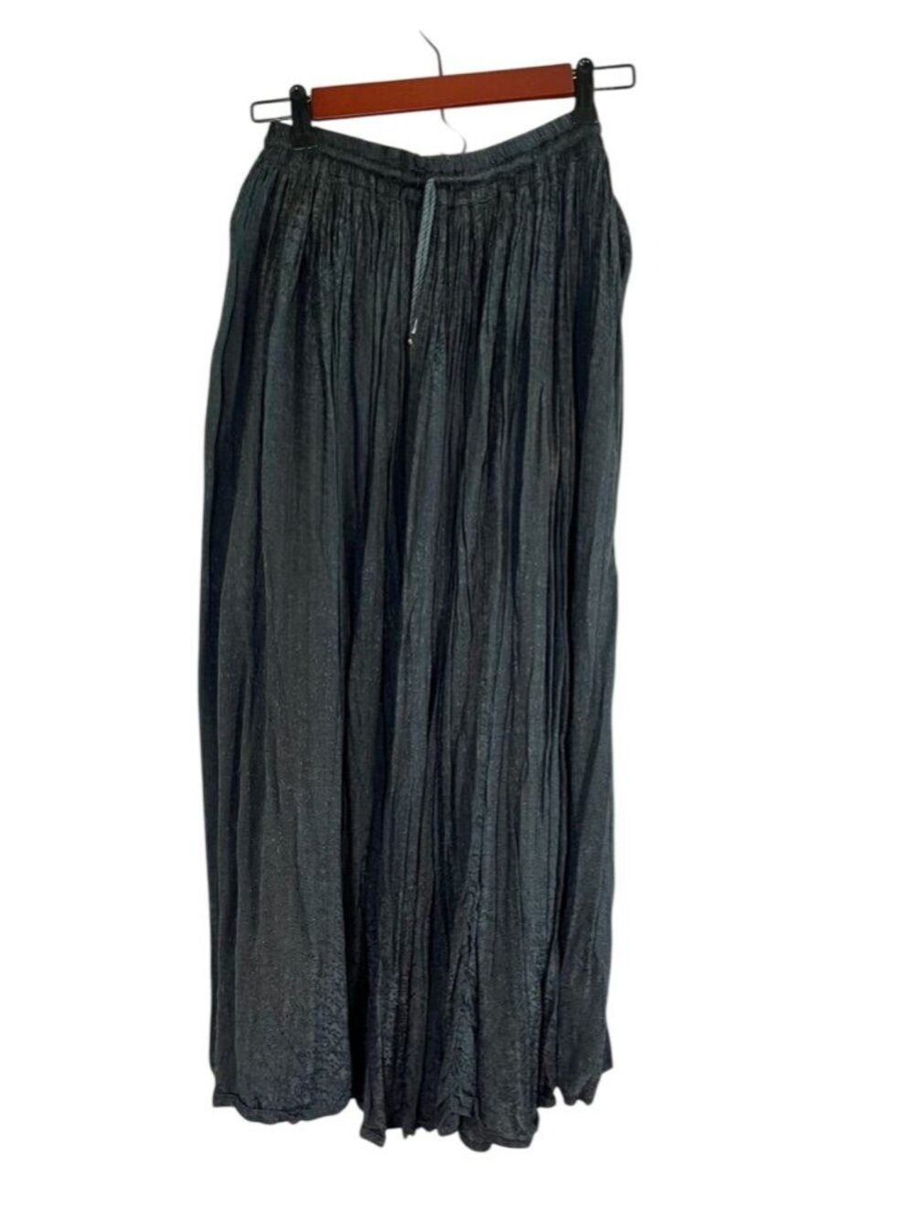 Neutral Floral Crinkle Maxi Skirt Black M Boho Indie Festival Grunge Hippie Chic